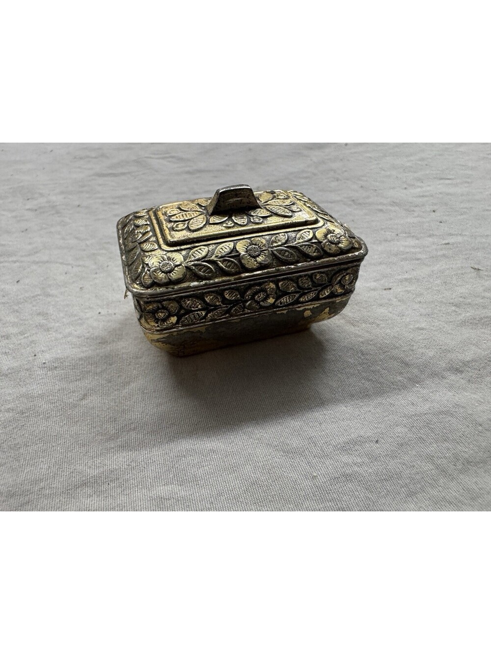 Vintage Metal Footed Trinket Box Japan